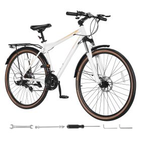 Hybrid Bike, Lightweight Aluminum Frame Bike, 700c Wheel Men Women Hybrid Bicycle, Step-Over Adult Urban City Commuter Bikes