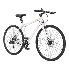 Hybrid Bike, Lightweight Aluminum Frame Bike, 700c Wheel Men Women Hybrid Bicycle, Step-Over Adult Urban City Commuter Bikes, with 7 Speed