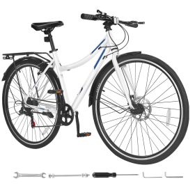 Hybrid Bike, Lightweight Aluminum Frame Bike, 700c Wheel Men and Women Hybrid Bicycle