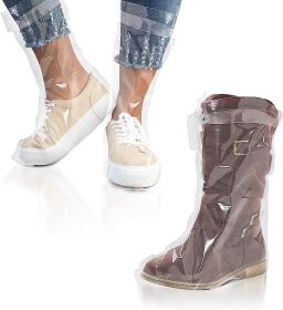 Clear Waterproof Shoe Covers Disposable Large; Polyethylene Disposable Shoe Covers For Indoors and Outdoors Pack Of 50; Plastic Boot Covers Dispo