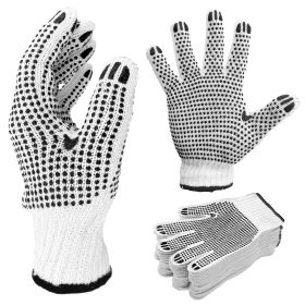 Double Side PVC Dotted Working Gloves 9.5" Pack of 240 pairs PVC Knit Gloves, Breathable Cotton Gloves with Rubber Dots