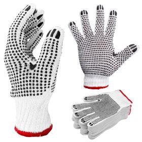 Double Side PVC Dotted Working Gloves 9.5", Pack of 24 PVC Knit Gloves, Breathable Cotton Gloves with Rubber Dots