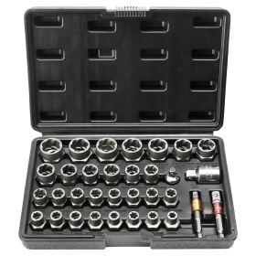 VEVOR Bolt Extractor Set, 29-Piece Bolt And Nut Remover Set, 6mm To 10mm, , CR-MO Steel Extraction Socket Set With Storage Case, For Removing Dam (Option: Default)