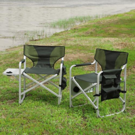 Padded Foldable Lightweight Oversized Outdoor Chair With Side Table And Storage Bag (Option: Green2)
