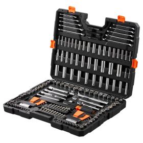 VEVOR Mechanics Tool Set And Socket Set,  Drive Deep And Standard Sockets, 205 Pcs SAE And Metric Mechanic Tool Kit With Bits, Combination Wrench (Option: Default)