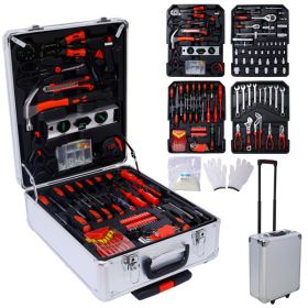 899 Piece Men's Home Repair Tool Set With 4 Drawers Tool Box Organizer (Color: Silver)