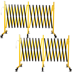 Metal Expandable Barricade,Folding Security Gate Safety Barrier with Casters,Mobile Barrier Gate, Adjustable Traffic Fence for Road Construction (size: 17Ft*2)
