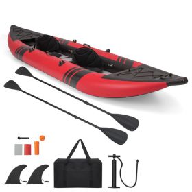 Inflatable 2-person Kayak Set with Aluminium Oars and Repair Kit (Color: Red)