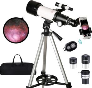 Astronomical Refracting Telescope Suitable For Children, Adults And Beginners, Multi-coated And Wireless Remote Control (Option: Black and white)